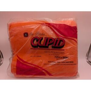 Cupid Orange Blanket 72x90 Inch Full Twin 100% Polyester Sealed USA